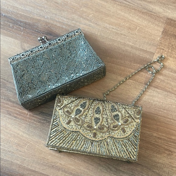 Handbags - Elegant Gold and Silver Clutch Set